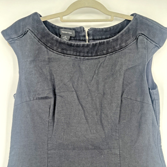 Spense Linen Blend Sheath Dress Sz 10 Grommet Witchy Modern Minimalist Y2K Edgy - Picture 2 of 11